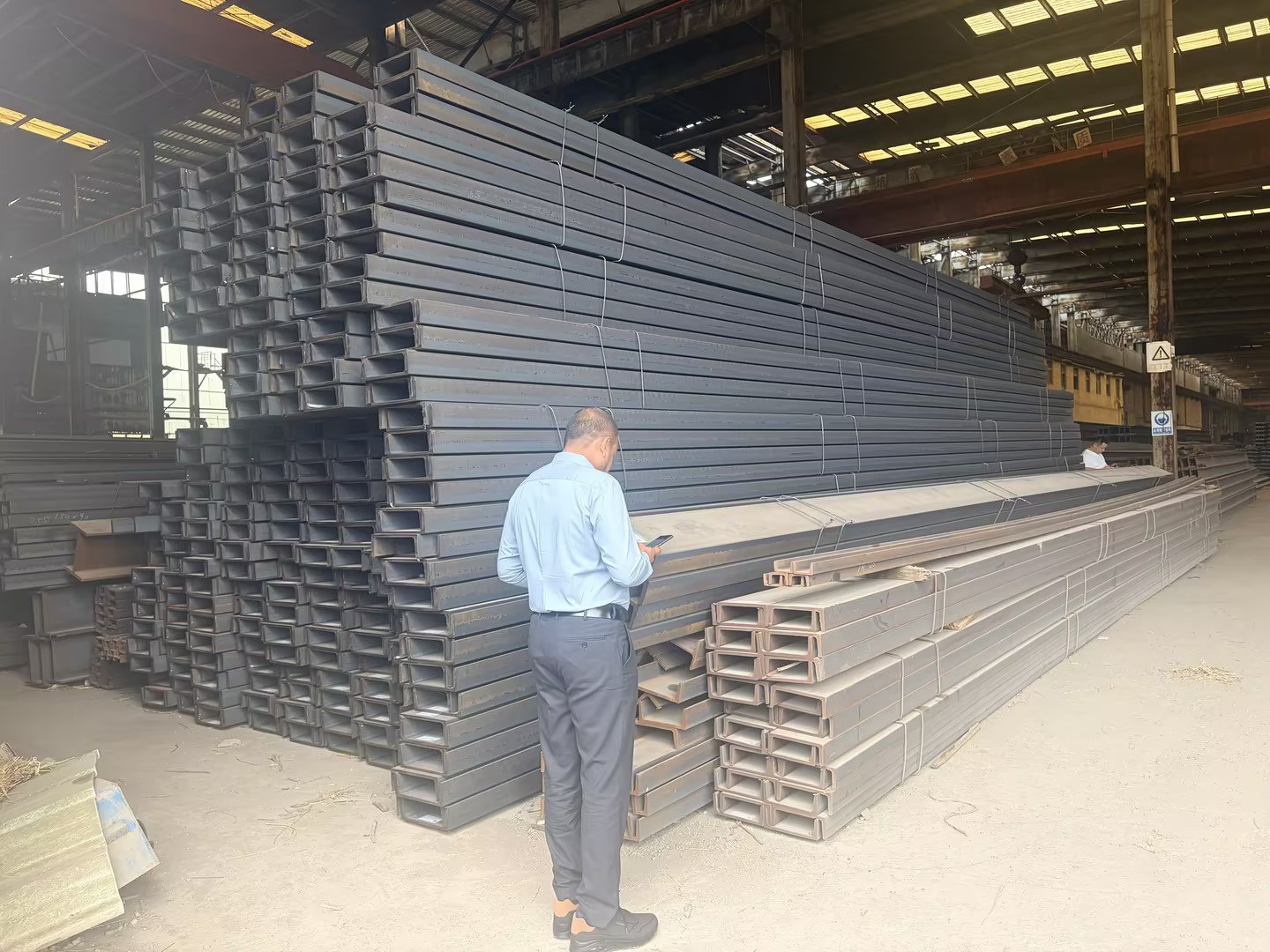 H-beam steel loaded on truck
